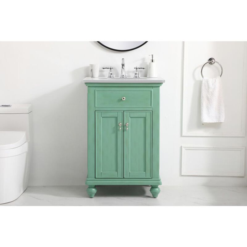 Elegant Kitchen and Bath 24 inch Single Bathroom vanity in vintage mint