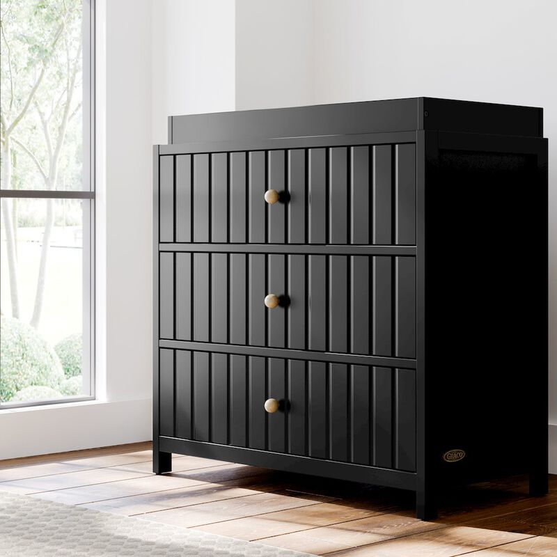 Graco Teddi 3 Drawer Chest with Changing Table Topper (Black)