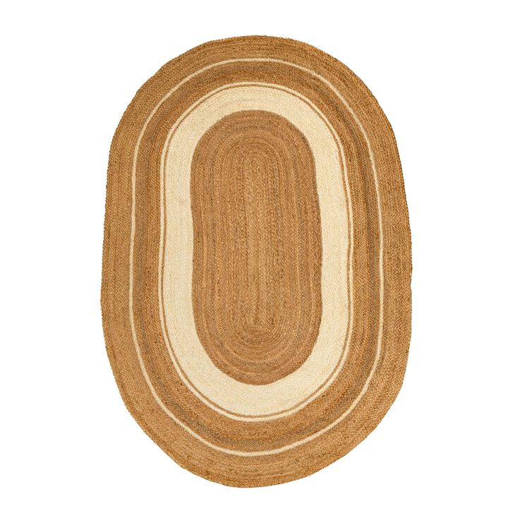 Hand Woven Oval Natural Jute Rug