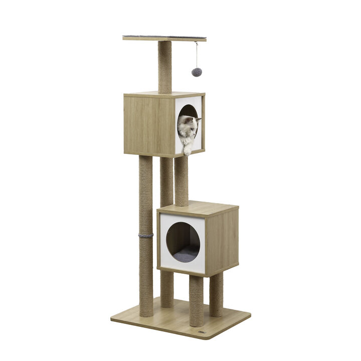 Sawyer 3-Tier Minimalist Jute Cat Tree Condo with Scratching posts