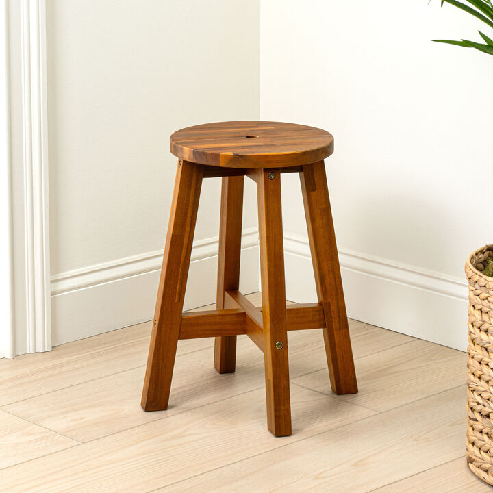 Grove Coastal Casual Acacia Wood Round Indoor/Outdoor Accent Stool