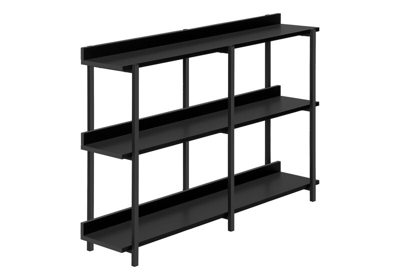 HomeRoots 47" Black Wood and Metal Frame Console Table With Three Shelves image number 4