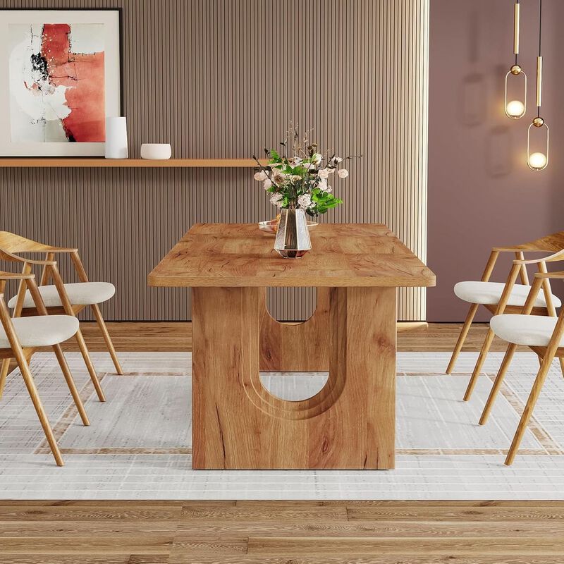 ShipItFurniture 71" Dining Table Rustic Brown Wood Pedestal image number 4