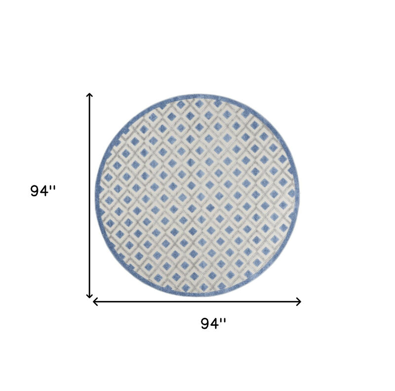 HomeRoots 8' Blue And Gray Round Geometric Indoor Outdoor Area Rug image number 6
