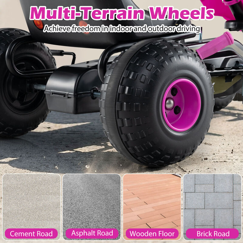 Kids Go Kart Pedal Car with Gear Shifter Steering Wheel and Handbrake for Driveway image number 7