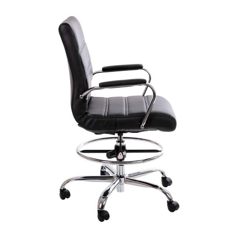 Flash Furniture Mid-Back Black Drafting Chair with Adjustable Foot Ring and Chrome Base image number 4