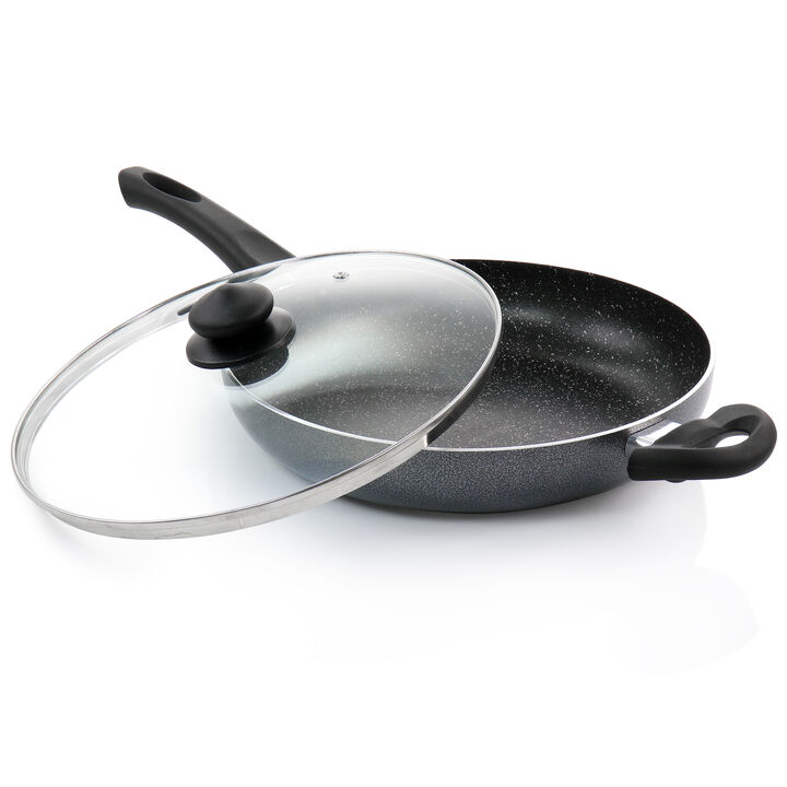 Oster Pallermo 3.5 Quart Aluminum Nonstick Saute Pan in Charcoal with Lid