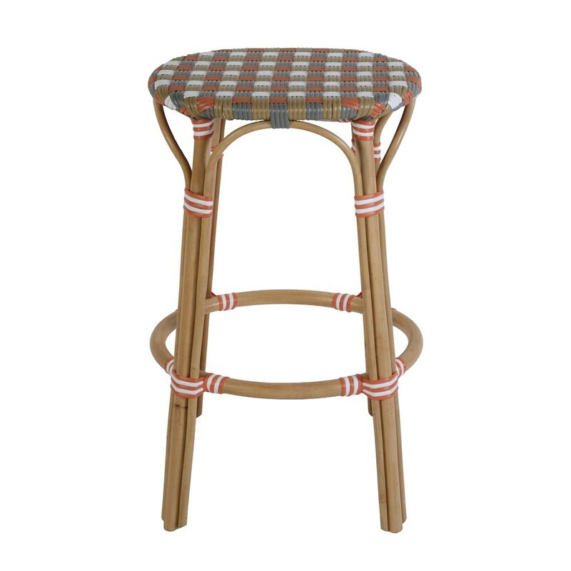 Butler Specialty Ballito 30 in. Seat Height Oval Rattan Bar Stool with Footrest, Yellow and Brown image number 3