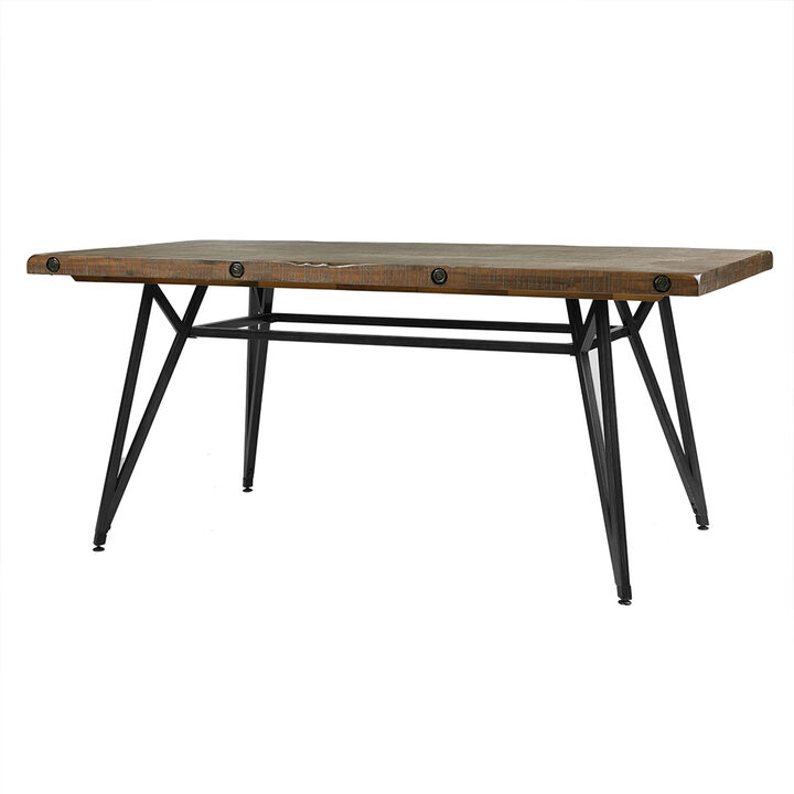 Gracie Mills Lavonne Industrial Reclaimed Wood Dining Table with Gun metal