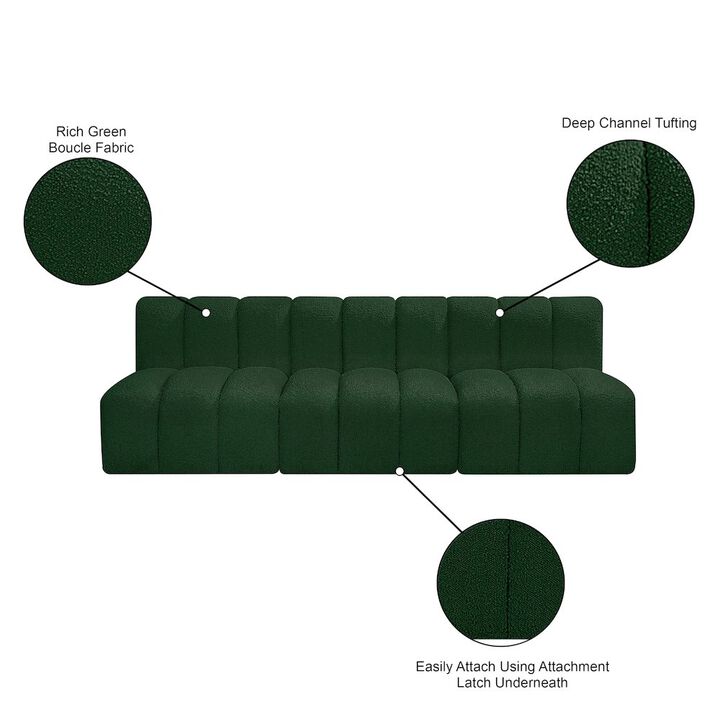 Meridian Furniture Arc Green Boucle Fabric Modular Sofa