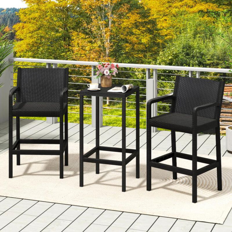 Hivvago 3 Pieces Patio Bar Set with 2 Stools and 1 Bar Table image number 3