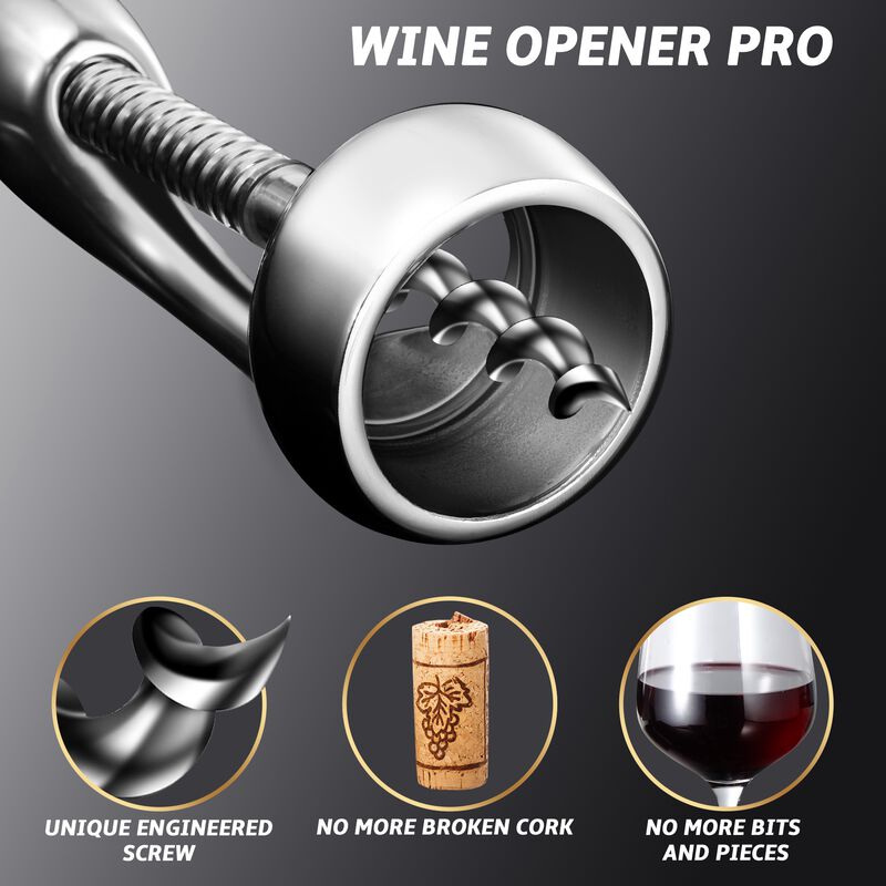 Wine Opener Deluxe, Heavy-Duty Bottle Opener, Manual Corkscrew for Easy & Smooth Removal of Intact Wine Corks