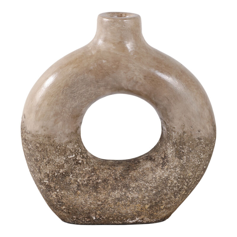 12x10" Open Cut-out Terracotta Vase, Ivory Multi image number 3