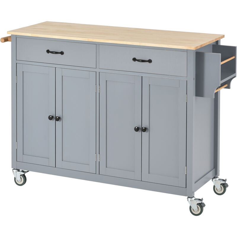 ELEMENT ACE Versatile Kitchen Island Cart with Adjustable Storage Shelves and Durable Solid Wood Top image number 8