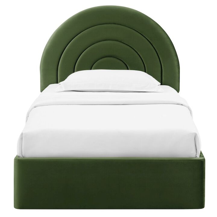 Solana Arched Performance Velvet Twin Platform Bed