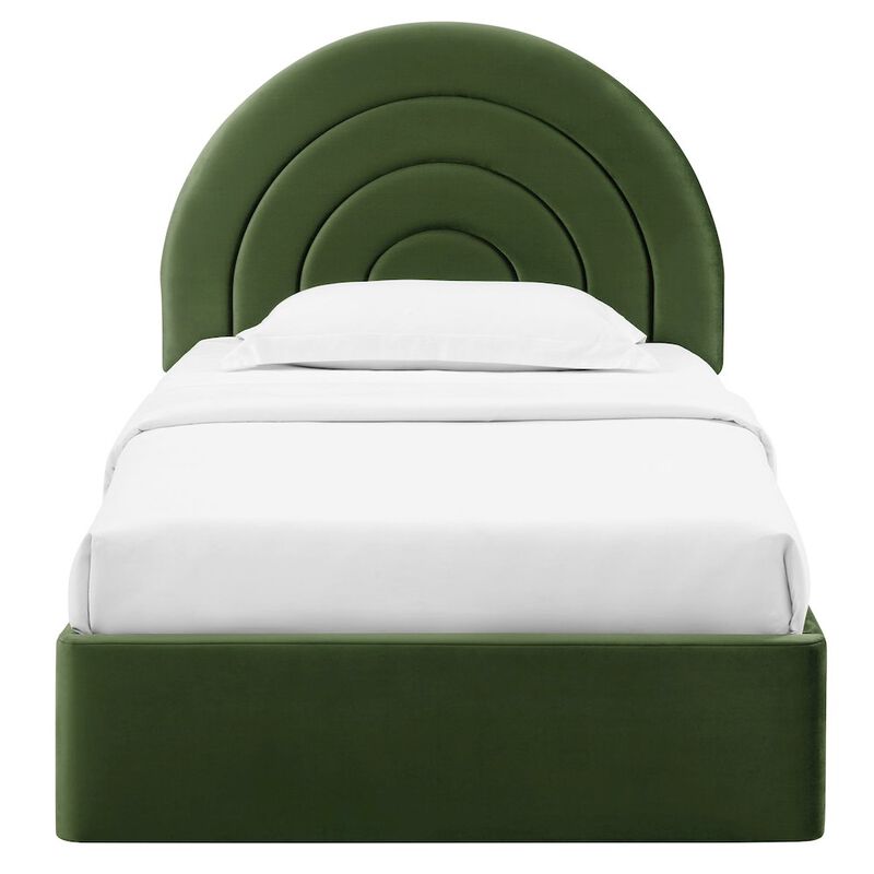 Solana Arched Performance Velvet Twin Platform Bed image number 0