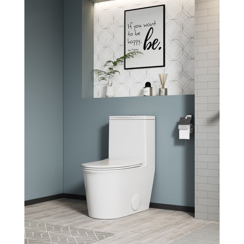 Bothwa Home 14.97"W CUPC Certified, One Piece Elongated Confort Height Toilet, Super Quite Flushing, Dual Flush, Ceramic, Watersense, Leak Resistant image number 1