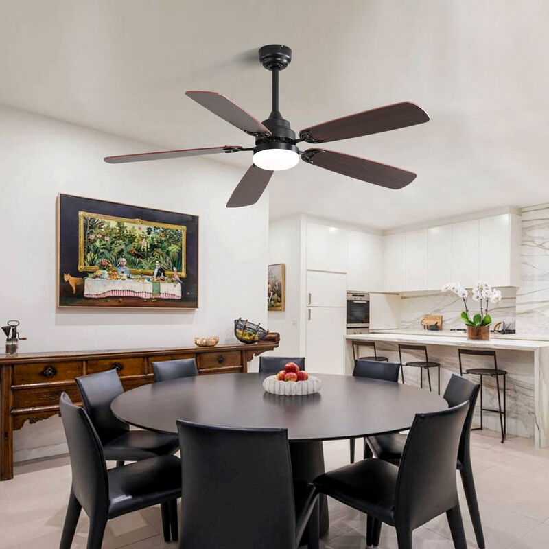 52 Inch Classics Ceiling Fan with Led Light 6 Speed Wind 5 Blades Remote Control DC Motor For Indoor image number 2