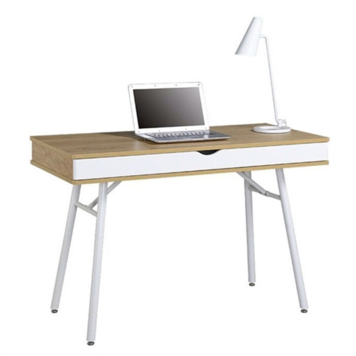 Heavy Duty Modern Laptop Desk with Storage Drawer – Pine Wood Finish