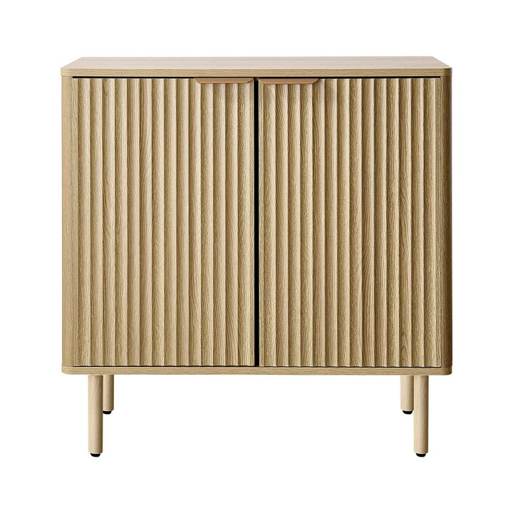 Coffee Bar Station Cabinet with 2-Tier Storage and Double Barn Doors