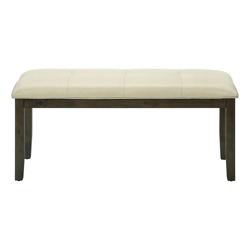 Monarch Specialties I 1377 - Bench, 44" Rectangular, Dining Room, Entryway, Kitchen, Hallway, Upholstered, Wood, Cream Fabric, Grey Solid Wood, Transitional