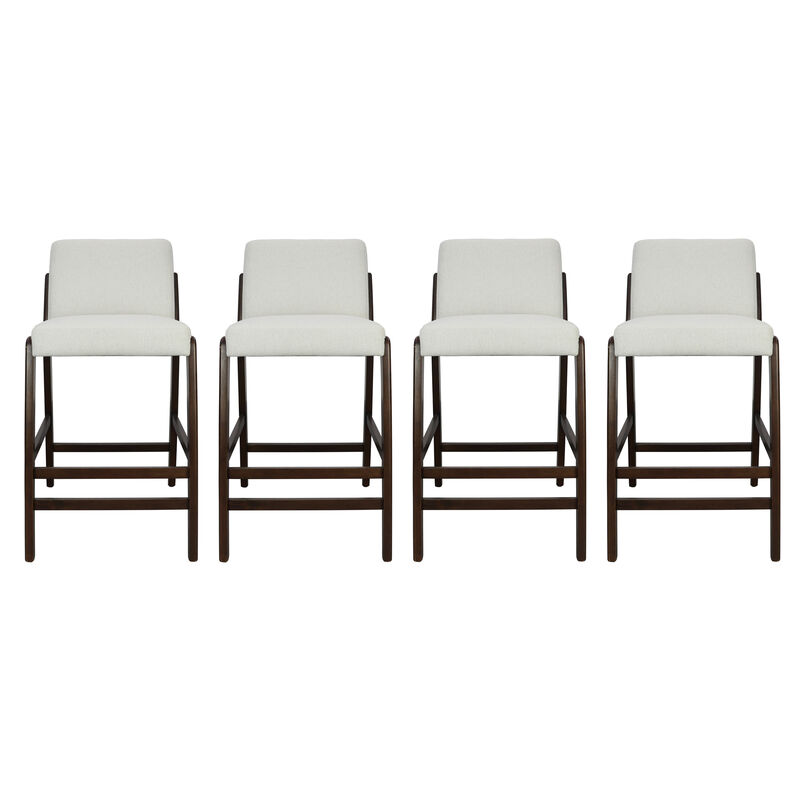 Christopher Knight Home Pietra Mid-Century Modern Rubberwood Upholstered Bar Stools (Set of 4) image number 0