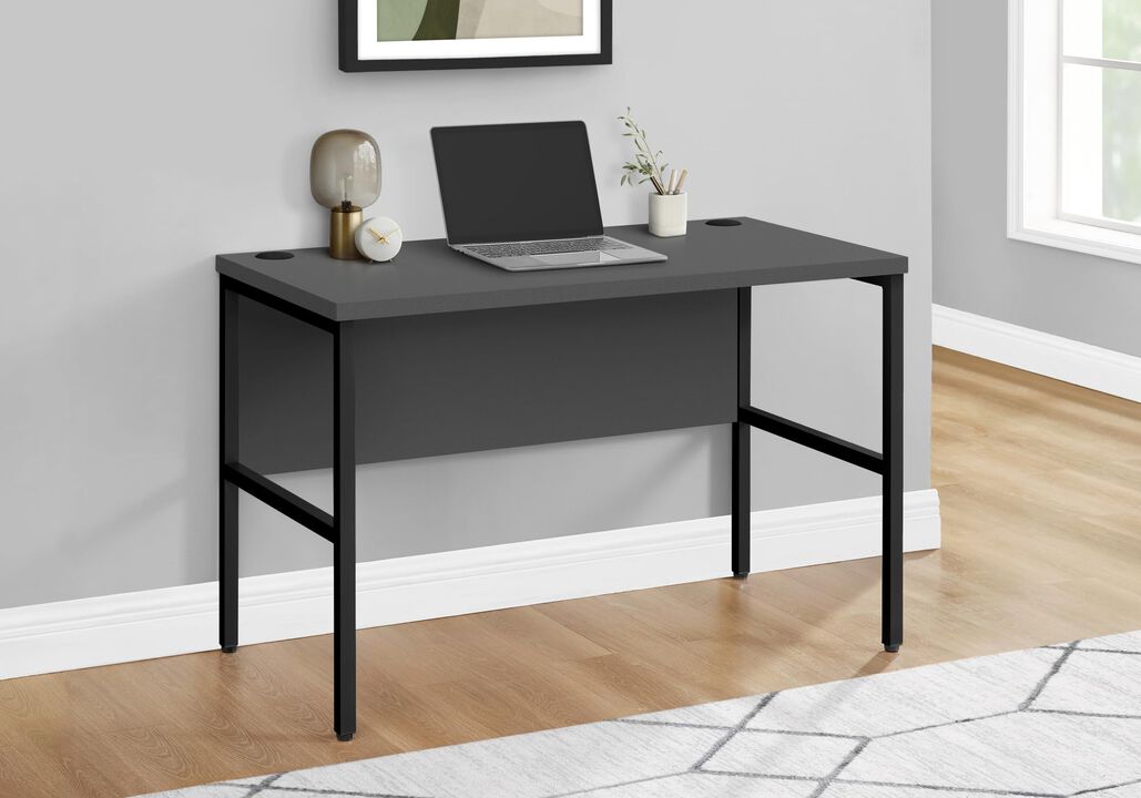 Monarch Specialties 7731, Work, Home Office, Grey Laminate, Metal Computer Desk 48" L Black Commercial Grade, 47.25" L x 23.5" W x 30" H
