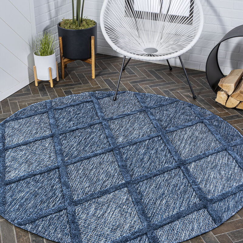 Salines Diamond Trellis Round Indoor/Outdoor Area Rug