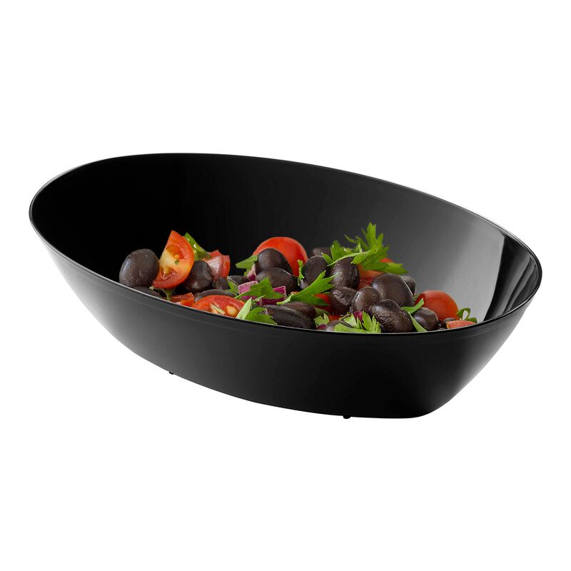 2 qt. Black Oval Plastic Serving Bowls (24 Bowls) image number 2