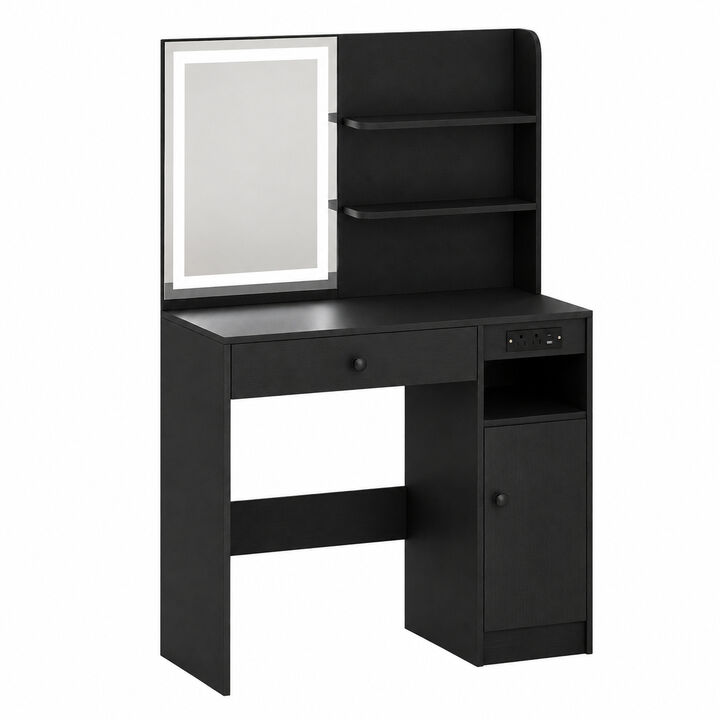 Vanity Desk with Lighted Mirror for Bedroom or Makeup Room Setup