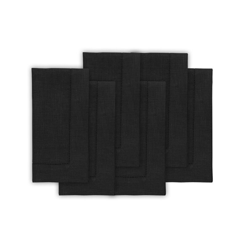 Solino Home 100% Pure Linen Dinner Napkins 20 x 20 Inch Set of 6 - Classic Hemstitch
