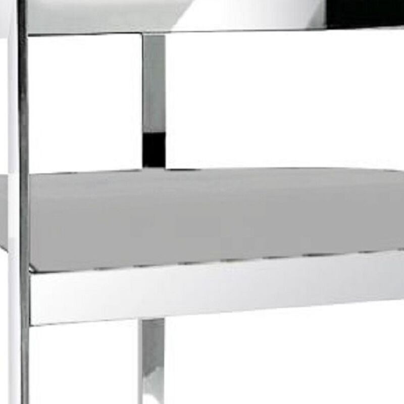 Hivvago 26 Inch Gray and Silver Velvet and Stainless Steel Low Back Counter Height Bar Chair