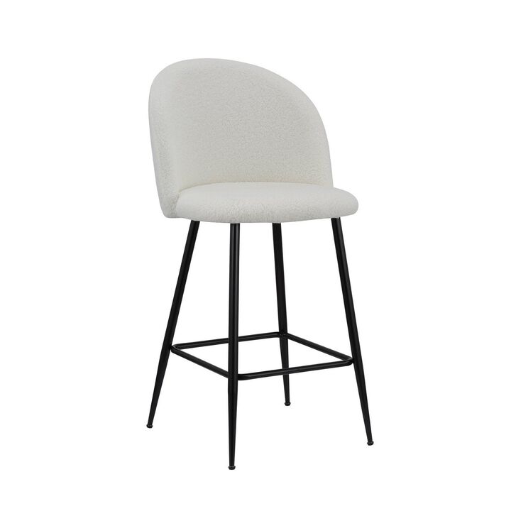 Ast 26 Inch Counter Height Chair, Set of 2, Arched Backrest, Black, White - Benzara