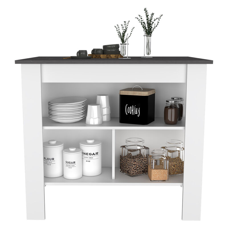 Kitchen Island Dozza, Kitchen, White / Onyx