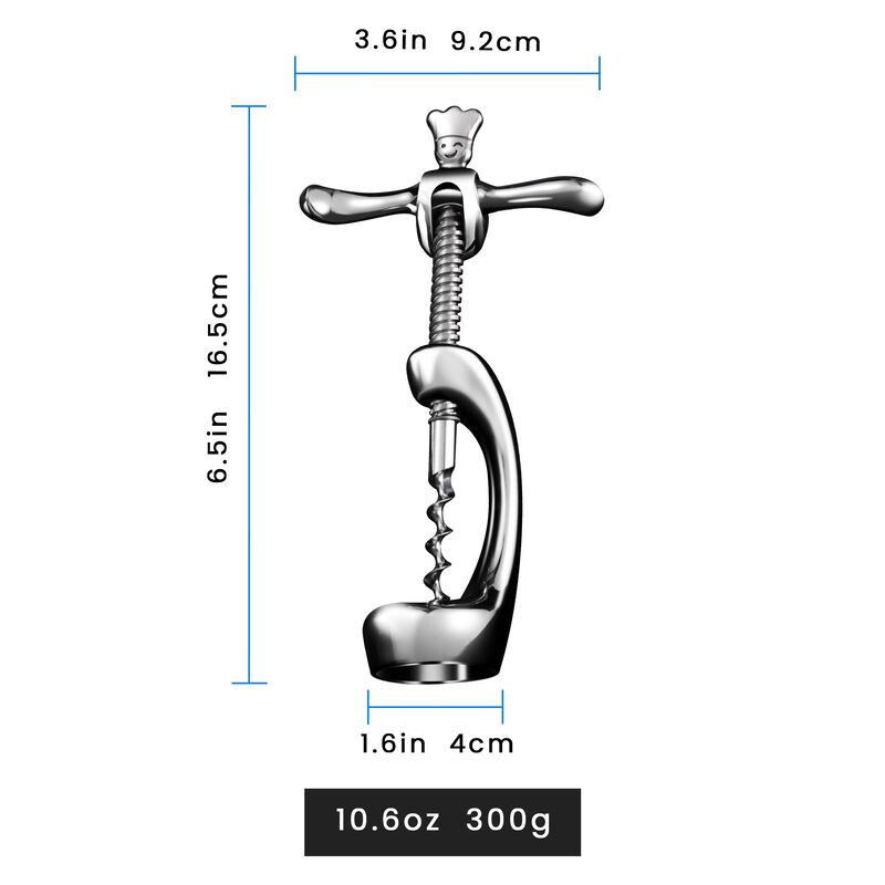 Wine Opener Deluxe, Heavy-Duty Bottle Opener, Manual Corkscrew for Easy & Smooth Removal of Intact Wine Corks