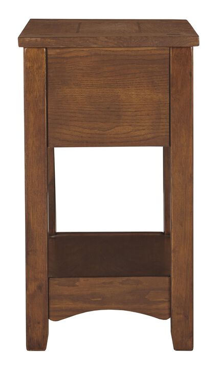 1 Drawer Chair Side End Table with Open Bottom Shelf, Brown
