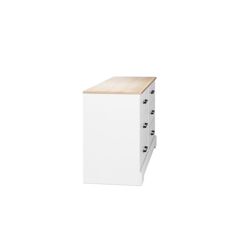 Prepac Rustic Ridge 6 Drawer Dresser, 18.25 D x 53.25 W x 28.5 H, White & Oak