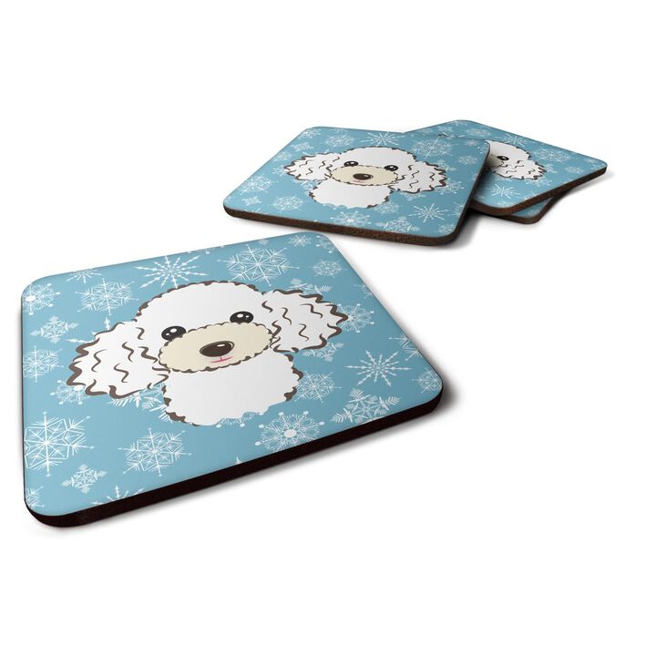 Caroline's Treasures BB1691FC Snowflake White Poodle Foam Coasters (Set of 4), 3.5, Multicolor