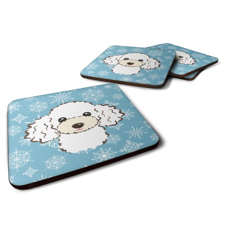 Caroline's Treasures BB1691FC Snowflake White Poodle Foam Coasters (Set of 4), 3.5, Multicolor
