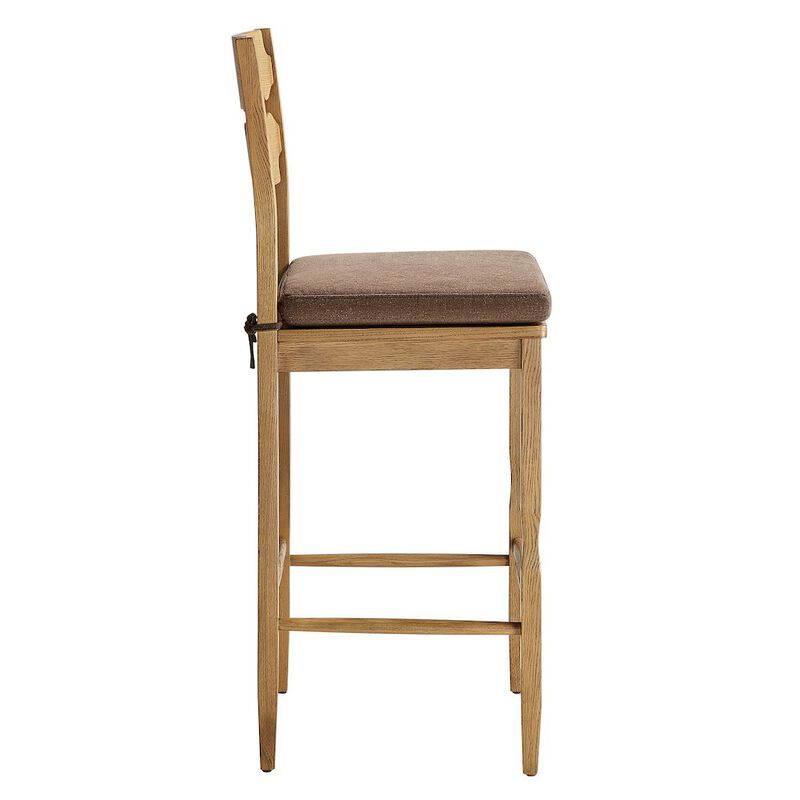Jax Oak Wood Bar Stool With Wavy Razor Back and Cushion image number 3
