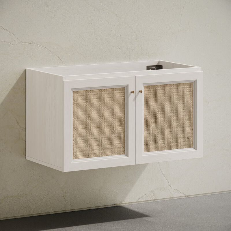 Classe 36" Wall-Mounted Bathroom Vanity in White Oak without Sink Top image number 2