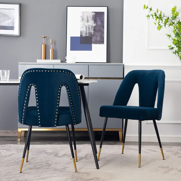 Hivvago 2 pcs Modern Contemporary Velvet Upholstered Dining Chair with Nailheads