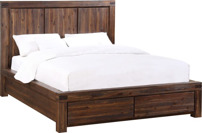 Meadow Full-size Solid Wood Footboard Storage Bed in Brick Brown