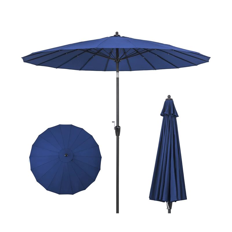 Mondawe 9 Feet Aluminum Market Round Patio Umbrella with 18 Fiberglass Ribs