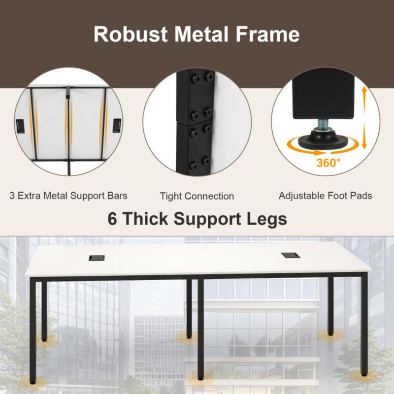 Hivvago 8 Feet Conference Room Table Large Meeting Table Seats up to 10 People