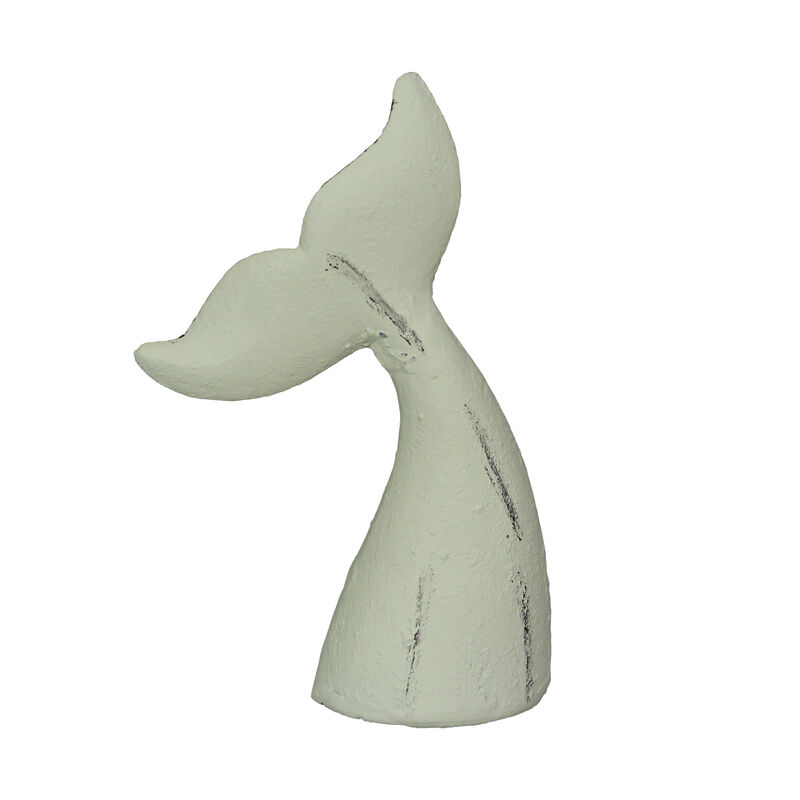 Set of 2 White Cast Iron Whale Tail Bookends Nautical Home Decor Bookshelf image number 4