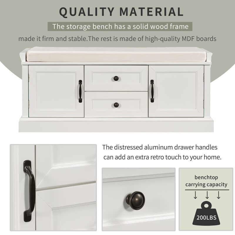Streamdale Stylish Storage Bench with Drawers & Cabinets image number 6