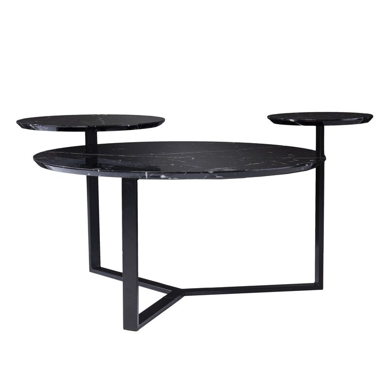 Homezia 43" Black Solid Manufactured Wood And Metal Free Form Coffee Table