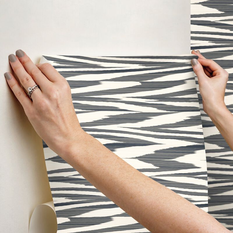 Flamed Zig Zag Black Peel & Stick Wallpaper (Double Roll) image number 5