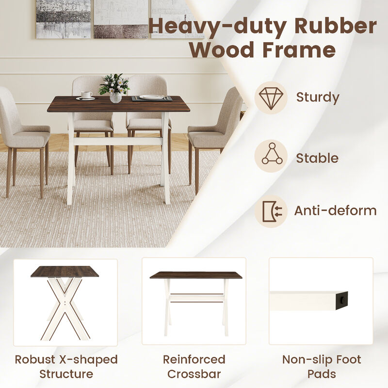 Wood Kitchen Dining Table with X Frame Base, Modern Design image number 7